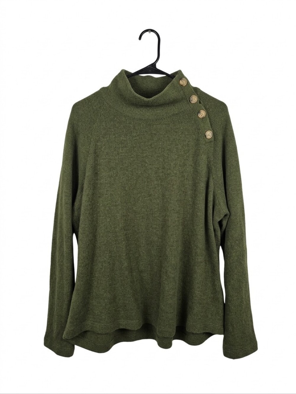 J. Crew Olive Green Turtleneck Sweater with Shoulder Buttons
